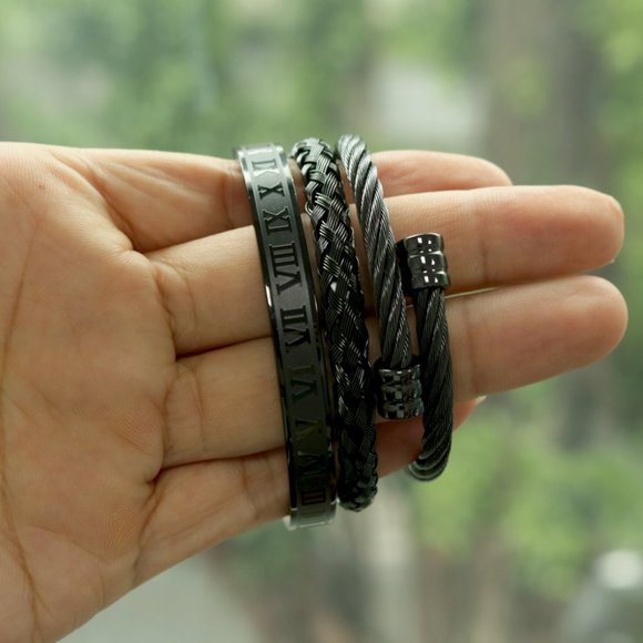 New! 3 Piece Royal Roman Bracelets Bangles Adjustable